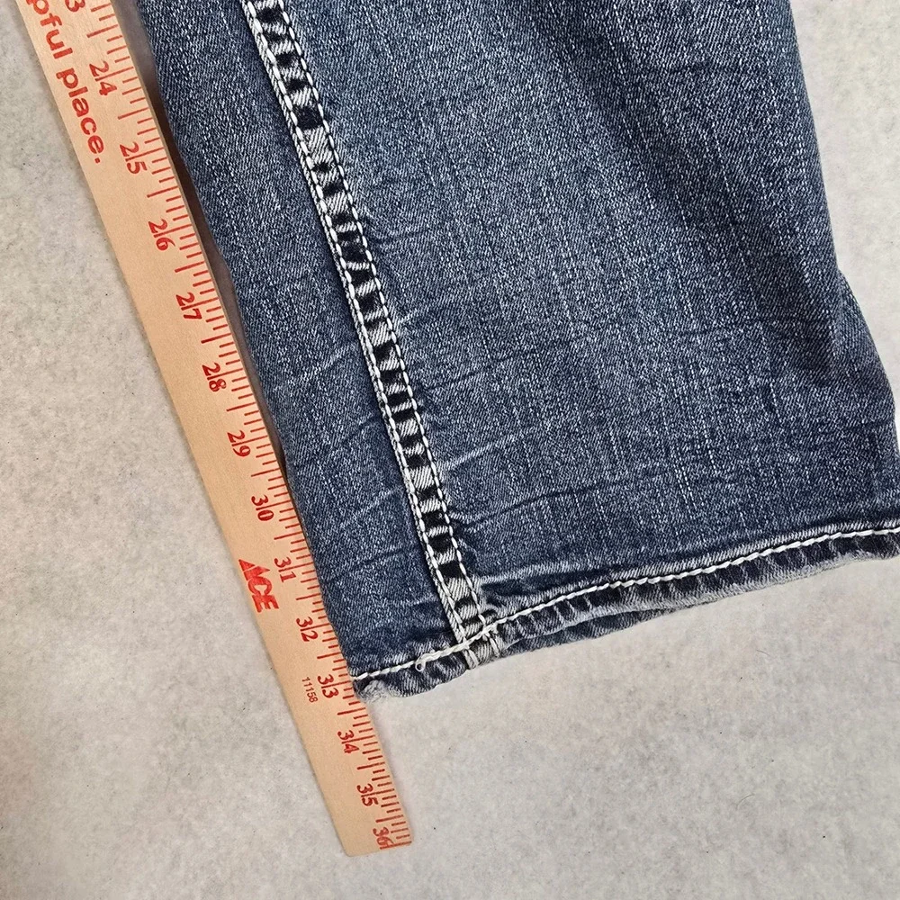 Silver Jeans Co Suki Mid Slim Bootcut Blue Denim Braided Seam W30 L33